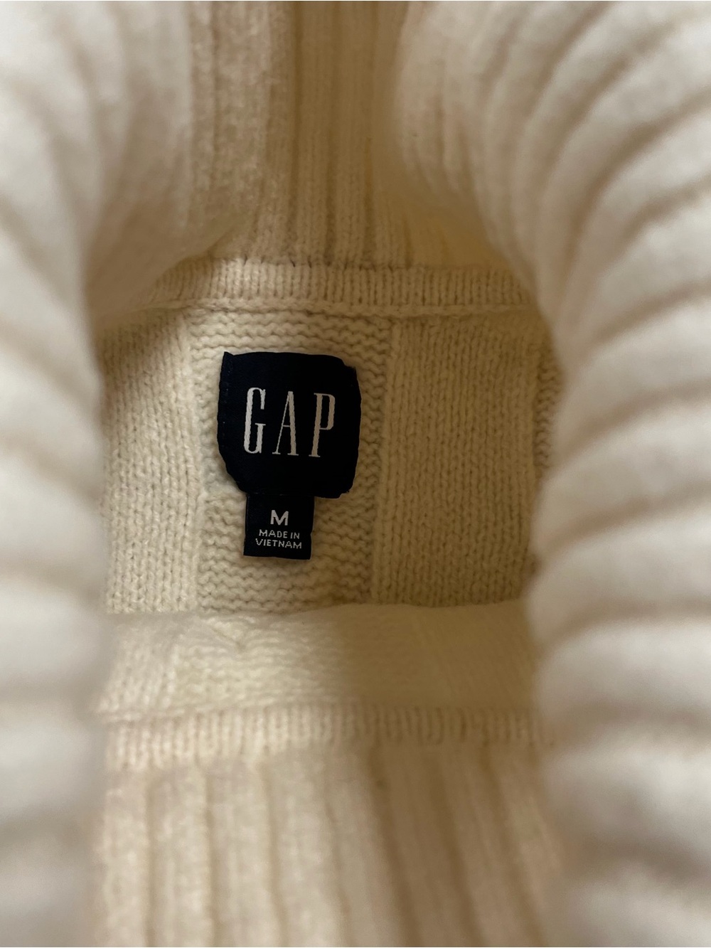 GAP Ivory Cable Knit Sleeveless Turtleneck Sweater Vest White Chunky Layer - Picture 3 of 6